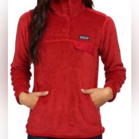 Patagonia Tops - Patagonia Re-Tool Snap T Red Plush Fleece Pullover